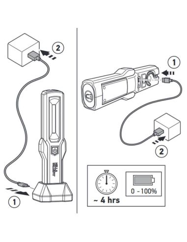 Torche de travail à LED avec socle de chargement avec aimant arrière et inférieur UHL280 Base Hella | leonleds