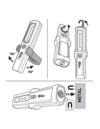 Lampe torche de travail à LED Socle magnétique et orientable à 180º UHL280 Rechargeable 3,7V 2000mAh 2XM 357 300-301 Hella | leo