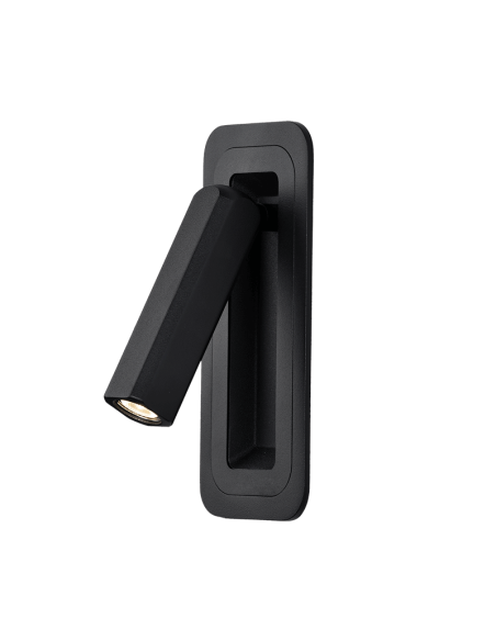 Aplique LED Boheme preto ajustável com leitor