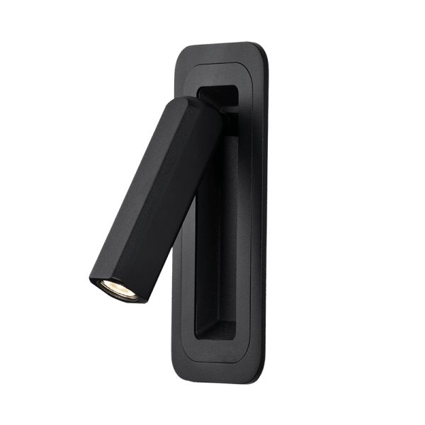 Aplique LED Boheme preto ajustável com leitor