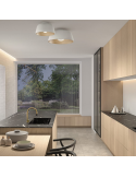 Plafon de techo blanco decorativo Miso ø285mm oro ambiente