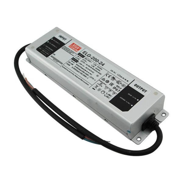 ELG-200-24 Fuente de alimentación para exterior IP67 para LED 8,4A - 100-305Vca Mean Well | LeonLeds