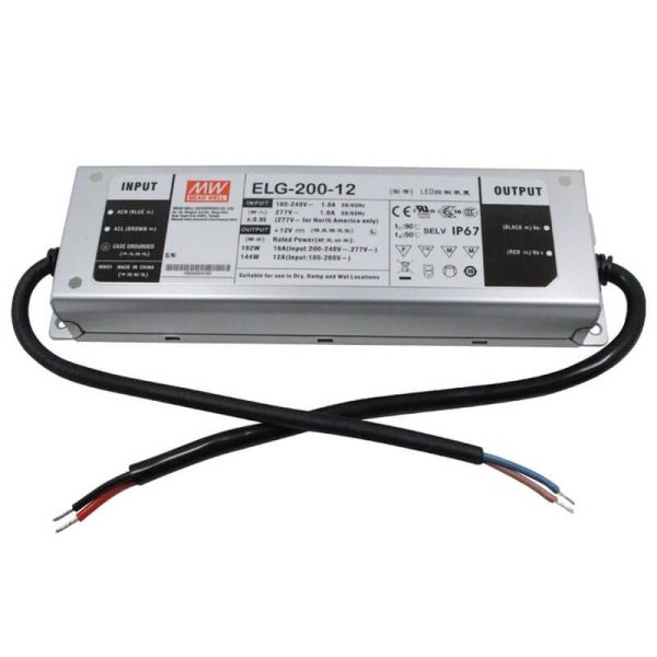 ELG-200-12 Fuente de alimentación para exterior IP67 para LED 16A - 100-305Vca Mean Well | LeonLeds