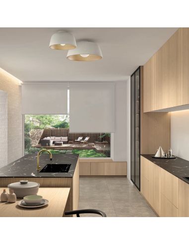 Plafón de acero Miso blanco 43,3cm oro ambiente