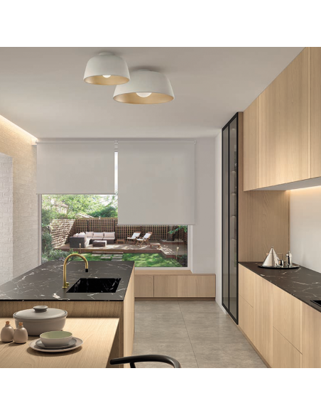 Plafón de acero Miso blanco 43,3cm oro ambiente