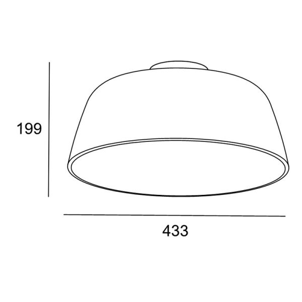 Plafon branco em aço Miso 43,3cm medidas