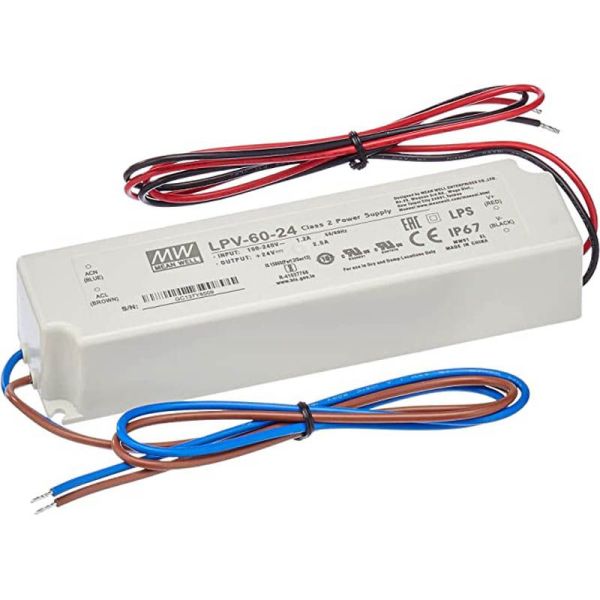 LPV-60-24 LED étanche IP67 Mean Well Alimentation | leonleds