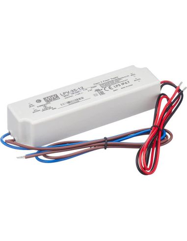 LPV-35-12 LED à prova d'água IP67 Fonte de alimentação de poço médio | leonleds