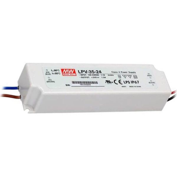 LPV-35-24 LED Fuente de alimentación estanca IP67 Mean Well | LeonLeds