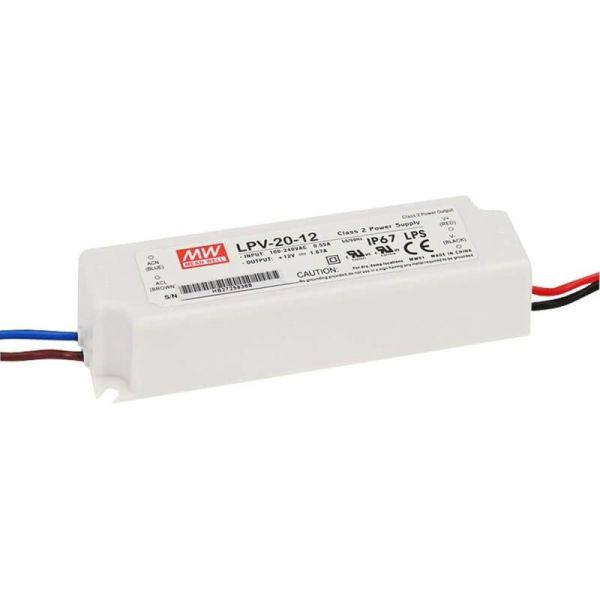 LPV-20-12 LED à prova d'água IP67 Mean Well Power Supply | leonleds