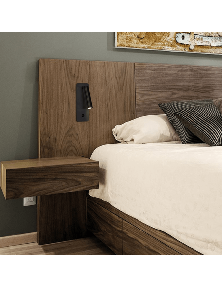 Applique murale LED encastrable Aron noir avec lecteur d'ambiance