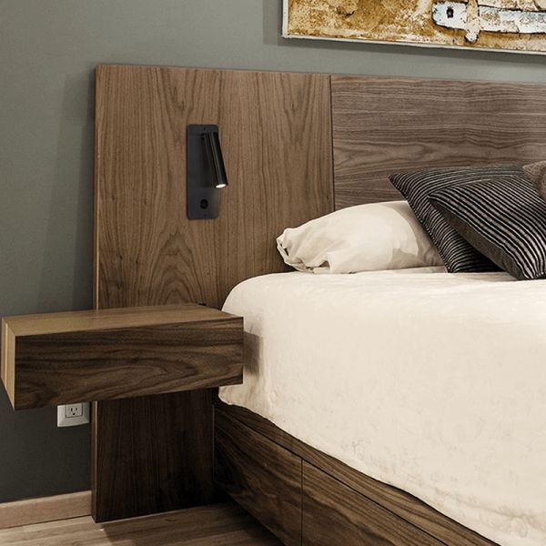 Applique murale LED encastrable Aron noir avec lecteur d'ambiance