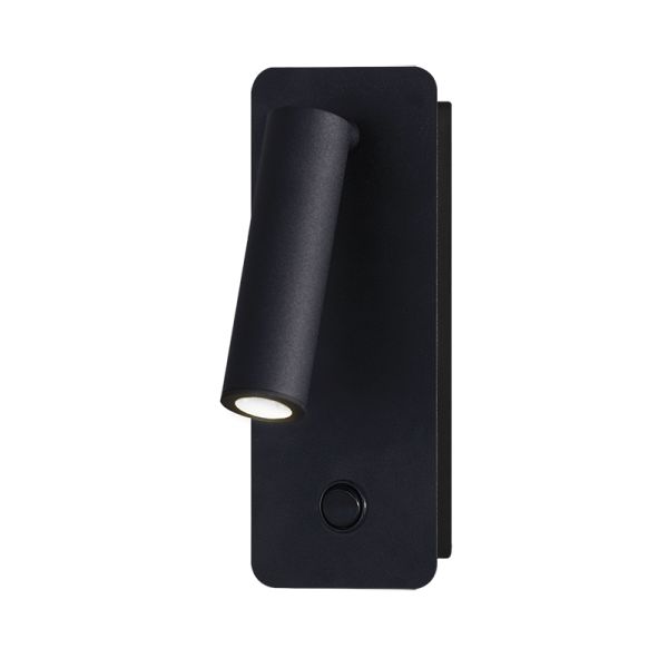 Aplique LED de metal con lector Aron negro