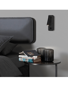 Luz de parede LED de metal com leitor Aron preto 2