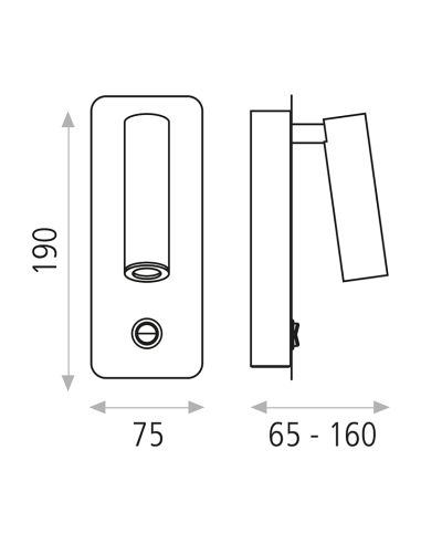 Aplique LED de metal con lector Aron negro/níquel medidas