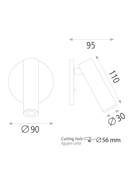 Aplique LED redondo Atria Medidas embutidas em preto ou níquel