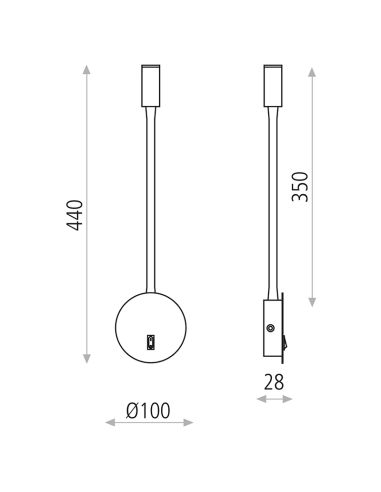 Applique LED minimaliste Lyon en mesures blanches ou noires