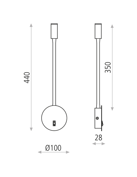 Applique LED minimaliste Lyon en mesures blanches ou noires