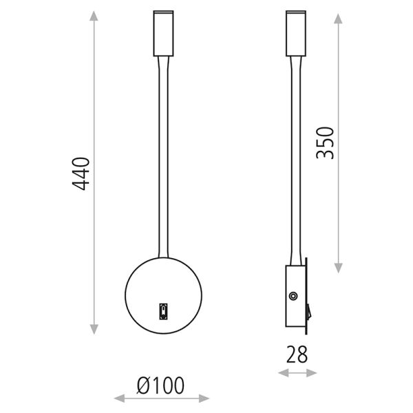 Lâmpada de parede LED minimalista de Lyon em medidas brancas ou pretas