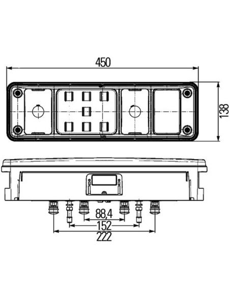 Dimensions Ampoule de Feu Arrière Hybride et Led pour Krone avec Dégagement Latéral LED Hella | leonleds