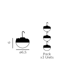 Pack 3 bombillas portátiles Cherry Mini medidas