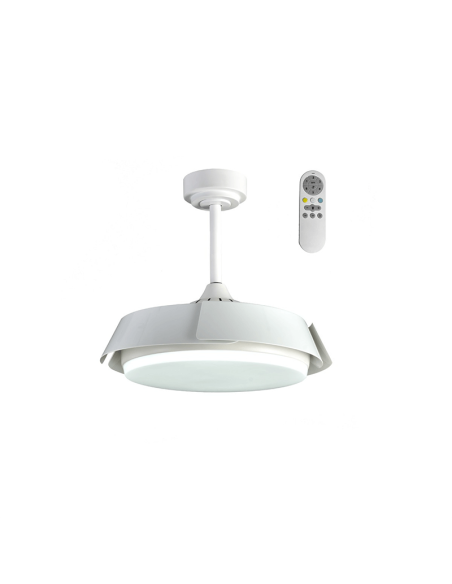 Ventilador LED regulable Batán blanco con aspas plegables