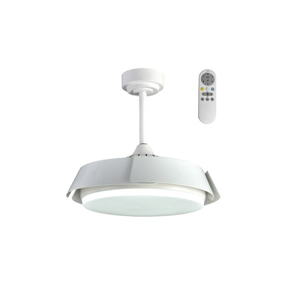 Ventilador LED regulable Batán blanco con aspas plegables
