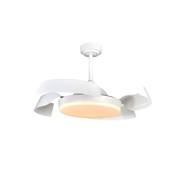 Ventilador LED regulable Batán blanco con aspas plegables luz cálida