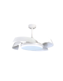 Ventilador LED Batán branco ajustável com pás dobráveis e luz fria