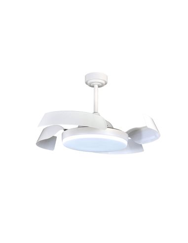 Ventilador LED regulable Batán blanco con aspas plegables luz fría