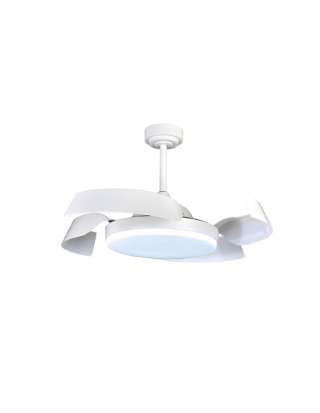 Ventilador LED regulable Batán blanco con aspas plegables luz fría