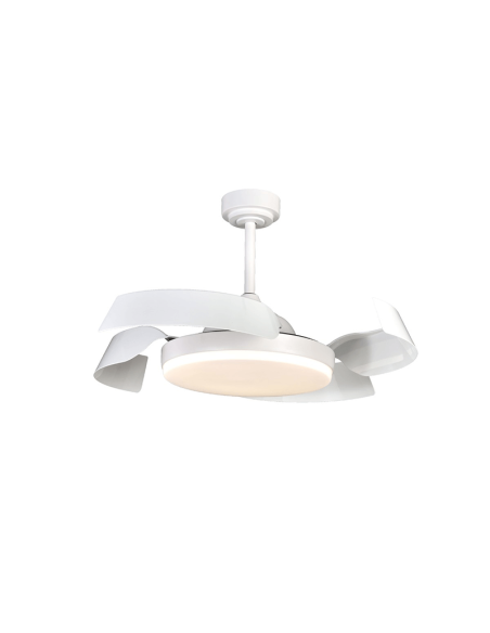 Ventilador LED regulable Batán blanco con aspas plegables color neutro