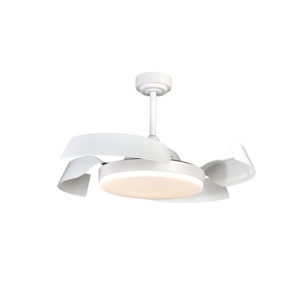 Ventilador LED regulable Batán blanco con aspas plegables color neutro