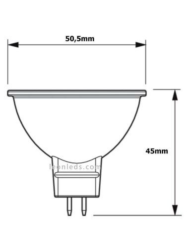 Medidas Bombilla LED MR16 con 7,5W - 50W 60º CorePro Casquillo GU5.3 Dimmable Philips | LeonLeds