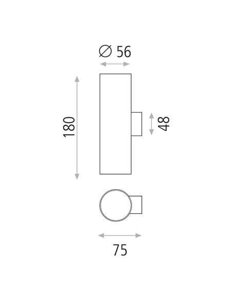 Aplique de pared con doble foco Zoom 2xGU10 medidas