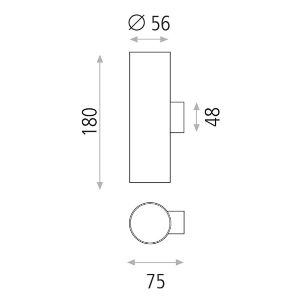 Aplique de pared con doble foco Zoom 2xGU10 medidas