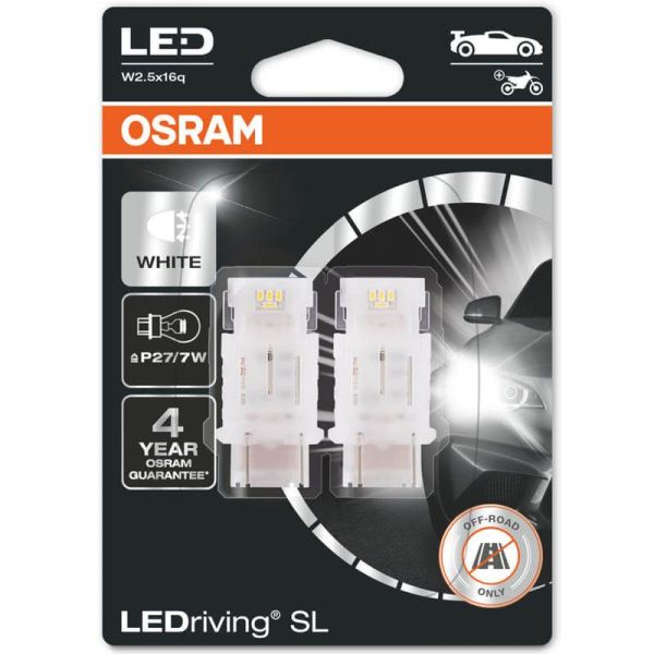 Bombillas LED P27/7W luz blanca W2.5x16q 6000K 12V Pack 2 Unidades 3157DWP-02B 4062172151641 | LeonLeds