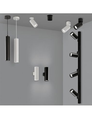 Plafonnier encastré Mini Zoom blanc ou noir d'ambiance