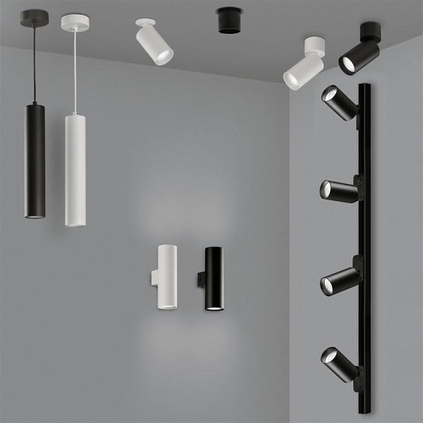 Plafón empotrable mini Zoom blanco o negro ambiente