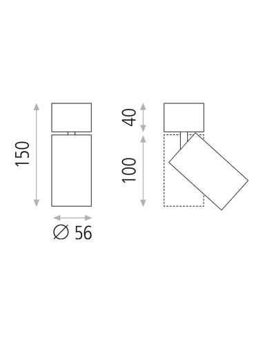 Foco de techo de superficie orientable Zoom 1xGU10 medidas