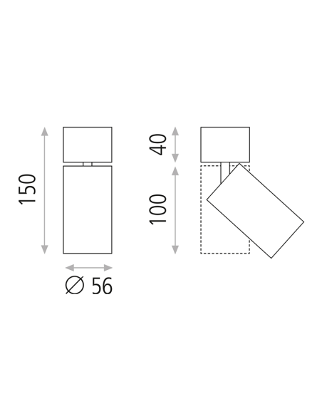 Foco de techo de superficie orientable Zoom 1xGU10 medidas