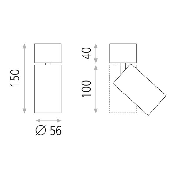 Foco de techo de superficie orientable Zoom 1xGU10 medidas