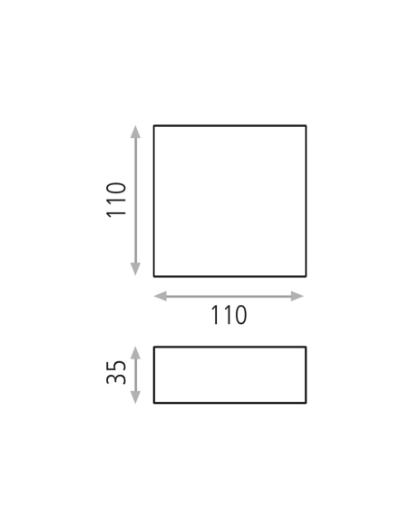 Medições personalizáveis do candeeiro de parede LED preto quadrado Picto