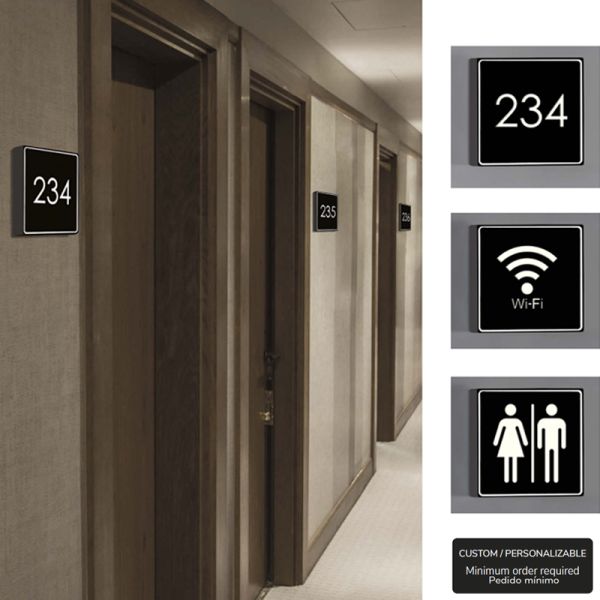 Applique LED Picto carrée noire personnalisable ACB