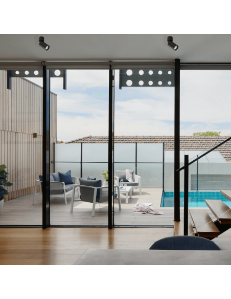 Foco de techo de superficie orientable Zoom 1xGU10 negro ambiente