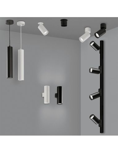 Candeeiro suspenso minimalista Zoom branco ou preto 1xGU10 série completa