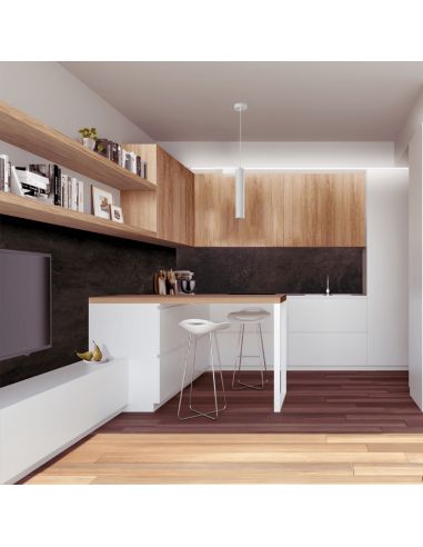 Lámpara colgante minimalista Zoom blanco ambiente