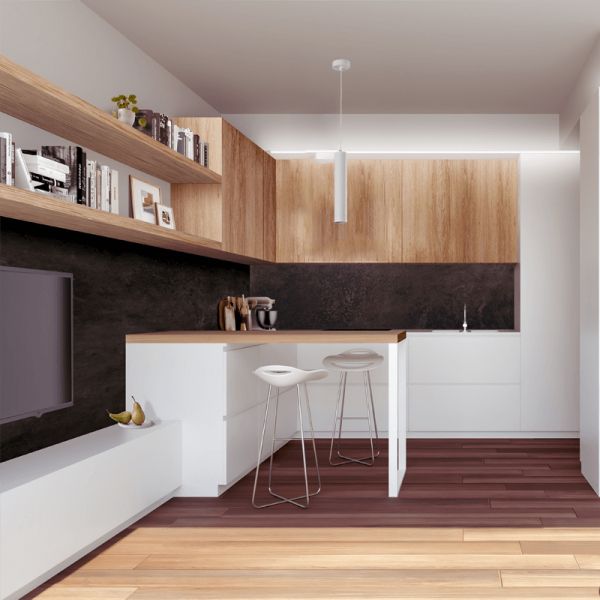 Suspension minimaliste Zoom blanc ambiant