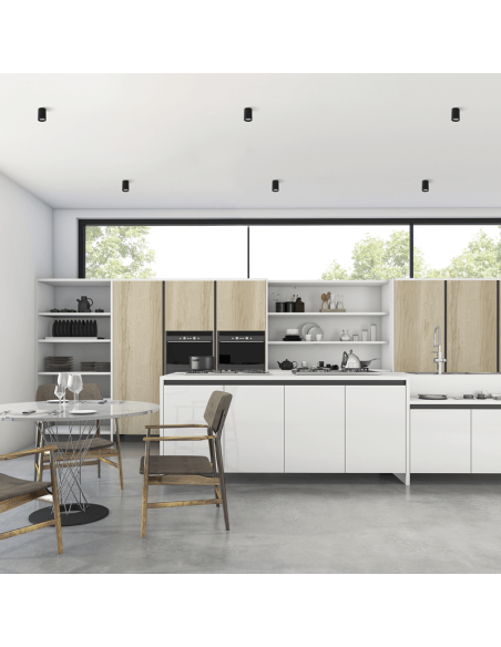 Plafonnier minimaliste en métal Zoom 10cm noir ambiant