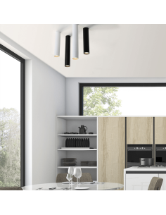 Luminária de teto tubular de superfície ZOOM 450mm preta texturizada Ø56mm GU10 (não incluída) 2